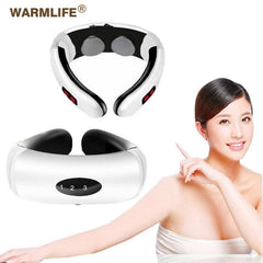 Electric Pulse Back and Neck Massager Far Infrared Heating Pain Relief Tool Health Care Relaxation Intelligent Cervical Massager